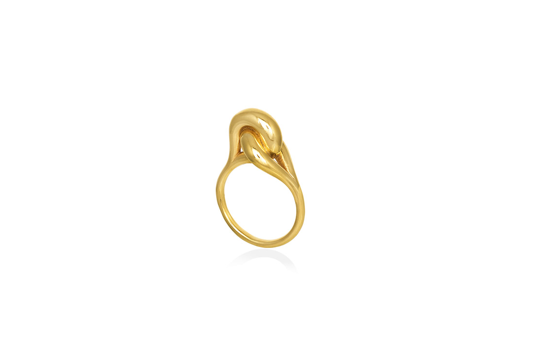 Christina Soubli_Gold plated 925 silver charm 21 knot ring CHr 21 (2)