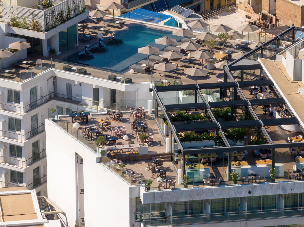 Aerial rooftop day photo